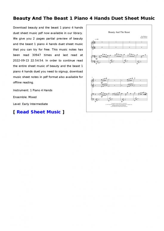 picture1_Piano Pdf 93433 | Beauty And The Beast 1 Piano 4 Hands Duet