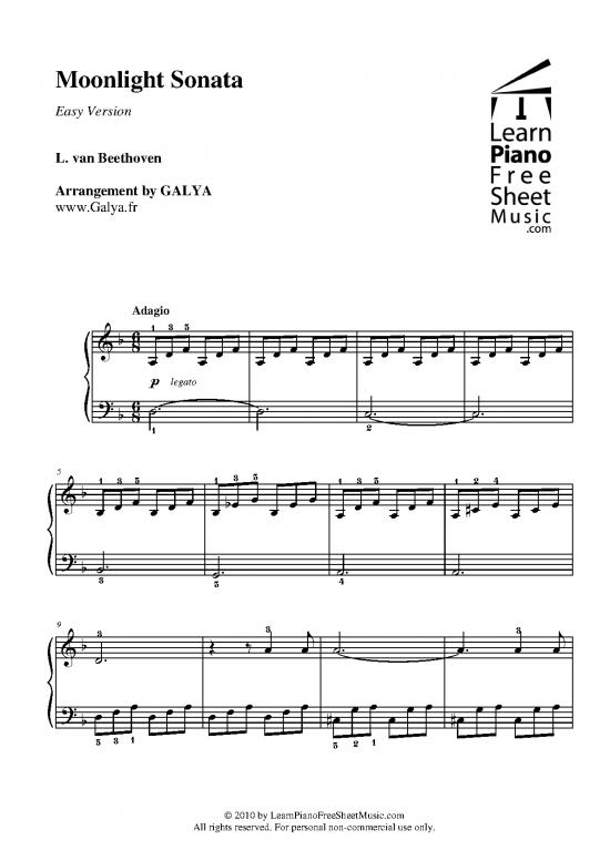 picture Moonlight Sonata Pdf 92142 | Beethoven Moonlightsonata