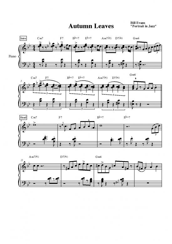 picture Piano Pdf 94261 | Bill Evans Autumn Leaves