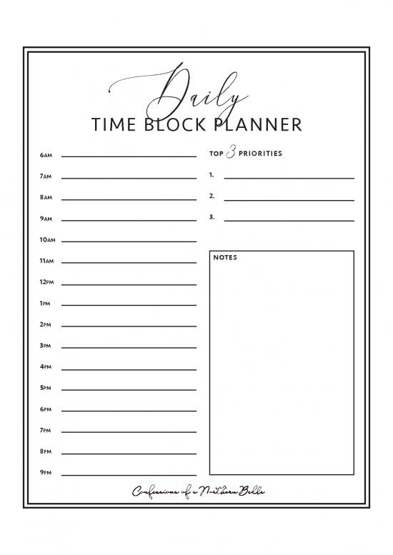 picture Daily Planner Template Pdf 94474 | Daily Time Block Planner Black Coanb