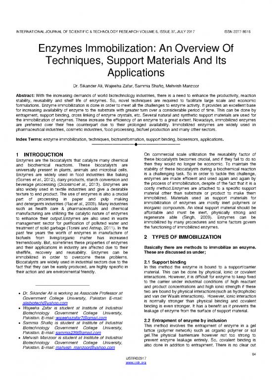 picture_Immobilization Of Enzymes Pdf 92068 | Enzymes Immobilization An Overview Of Techniques Support Materials And Its Applications