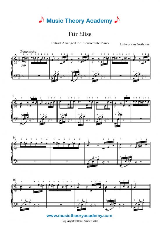 picture Piano Pdf 92254 | Fur Elise Intermediate Piano Sheet Music