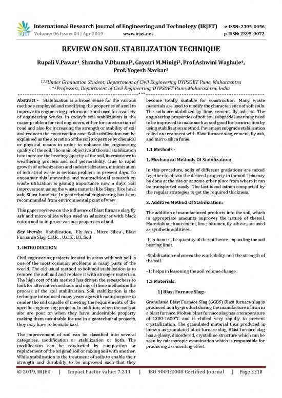 picture Soil Stabilization Methods Pdf 92091 | Irjet V6i4476