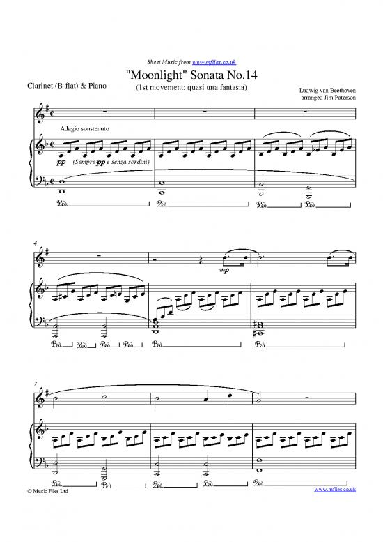 picture Piano Pdf 92202 | Moonlight Sonata1 Clarinet And Piano