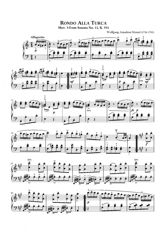 picture_Rondo Alla Turca Pdf 94125 | Mozart Rondo Alla Turca Sonata N11