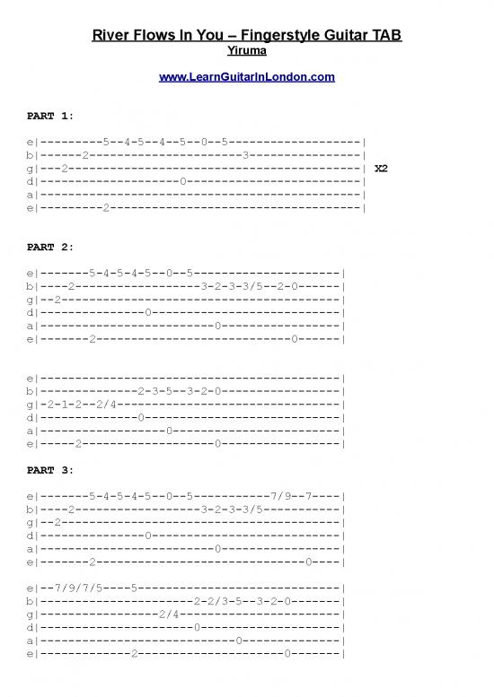 picture1_River Flows In You Pdf 92138 | River Flows In You Fingerstyle Tab