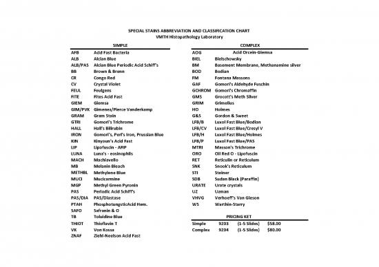 picture1_Special Stains In Histopathology Pdf 92792 | Special Stains Chart