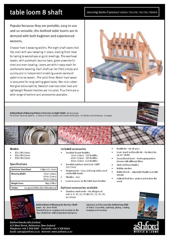 picture_Table Loom 8 Shaft Specs