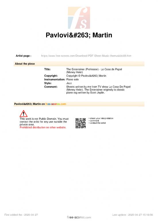 picture_Piano Pdf 91944 | The Entertainer Professor Casa Papel Money Heist 159825