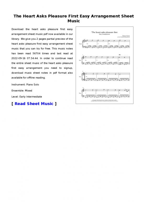 picture_Piano Pdf 93457 | The Heart Asks Pleasure First Easy Arrangement