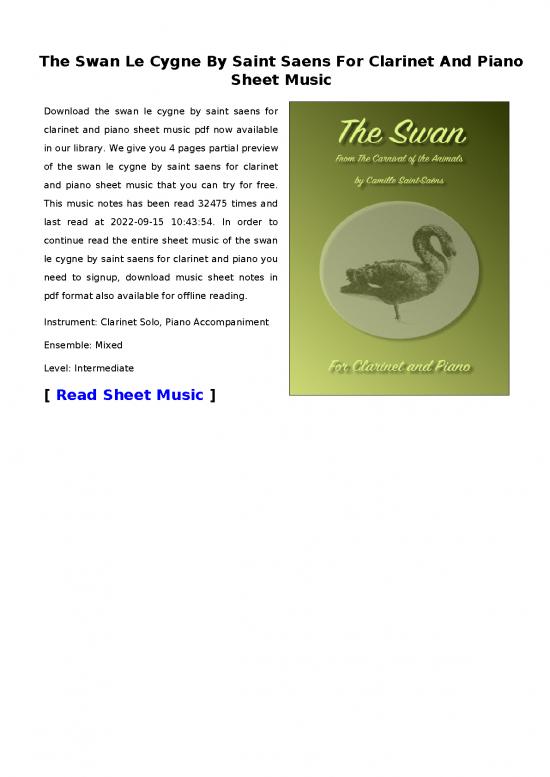 picture1_Piano Pdf 93461 | The Swan Le Cygne By Saint Saens For Clarinet And Piano