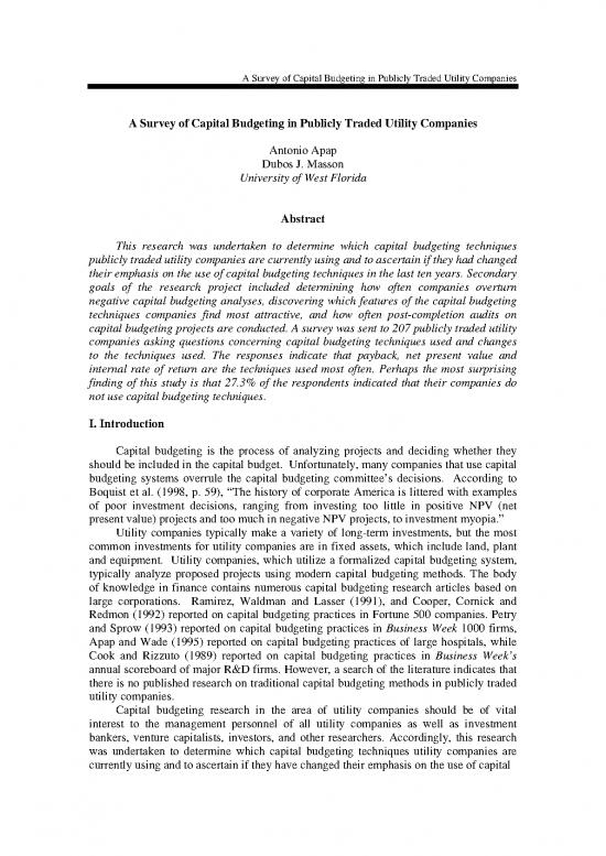 picture1_Study Pdf 91799 | Vol 13 A Survey Of Capital Budgeting In Publicly Traded