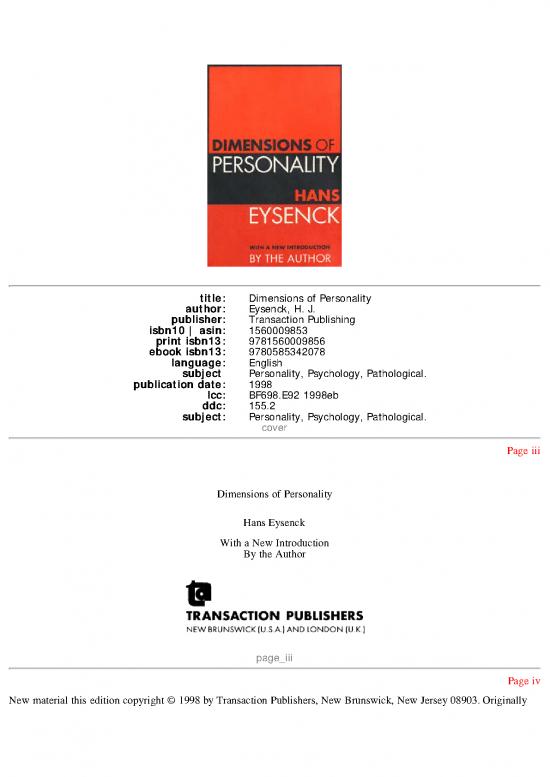 picture Personality Pdf 96268 | 1947 Eysenck   Dimensions Of Personality Transaction Pub
