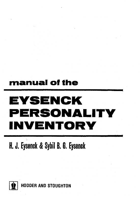 picture Personality Pdf 95986 | 1964 Eysenck Manual