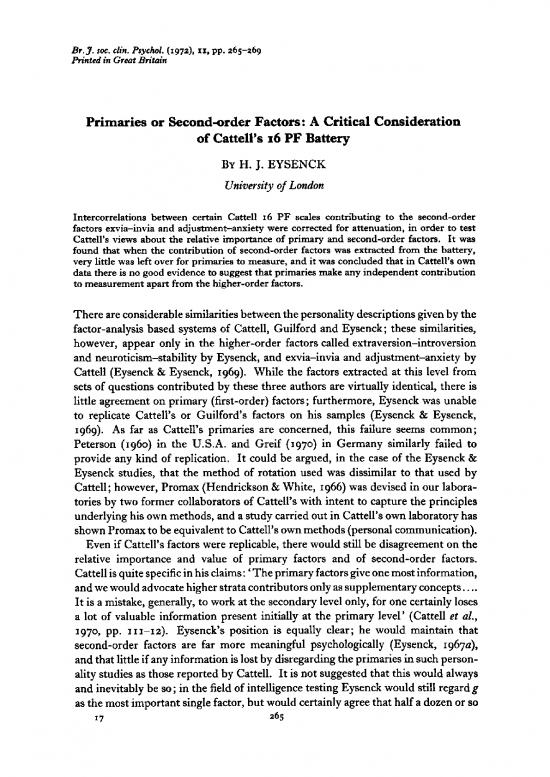 picture Personality Pdf 95993 | 1972 Eysenck   Primaries Or Second Order Factors Critical Consideration Of Cattells