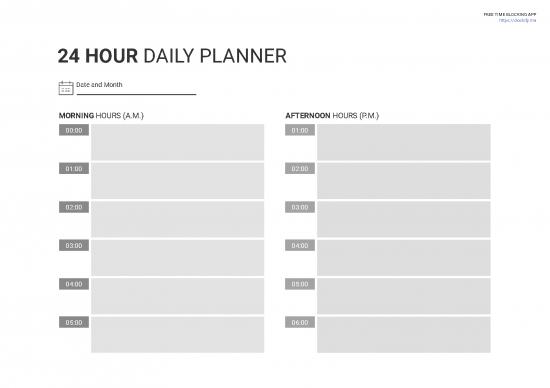 picture Daily Planner Template Pdf 94483 | 24 Hour Daily Planner Greyscale