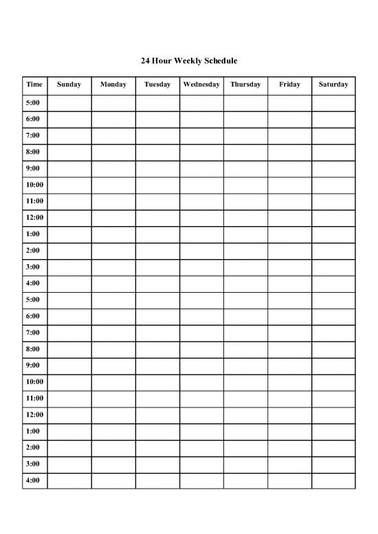 picture Weekly Schedule Template Pdf 94520 | 24 Hour Weekly Schedule Pdf Format Free Download