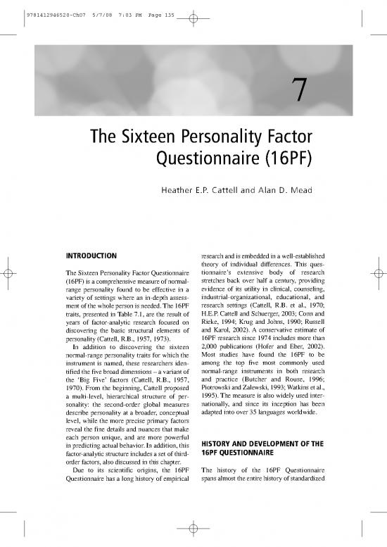 picture Personality Pdf 96484 | 520 16pf Cattell And Mead