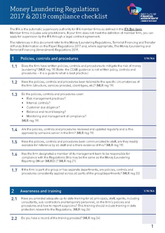 picture Money Laundering Regulations 2017 Pdf 95259 | Aml Checklist Final 07421