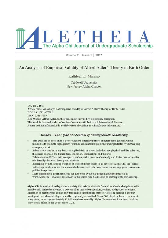 Personality Pdf 95812 Analysis Of Empirical Validity Of Alfred Adlers