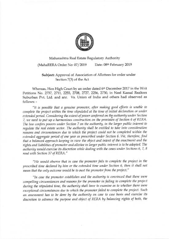 picture1_Rera Act Pdf 94961 | Approval Of Association Of Allottees For Order Under 7(3)