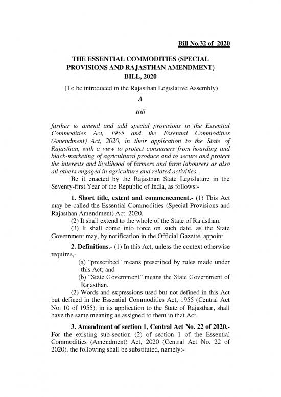 picture1_Essential Commodities Act Amendment 2020 Pdf 95016 | Bill 32 Of 2020 Rajasthan