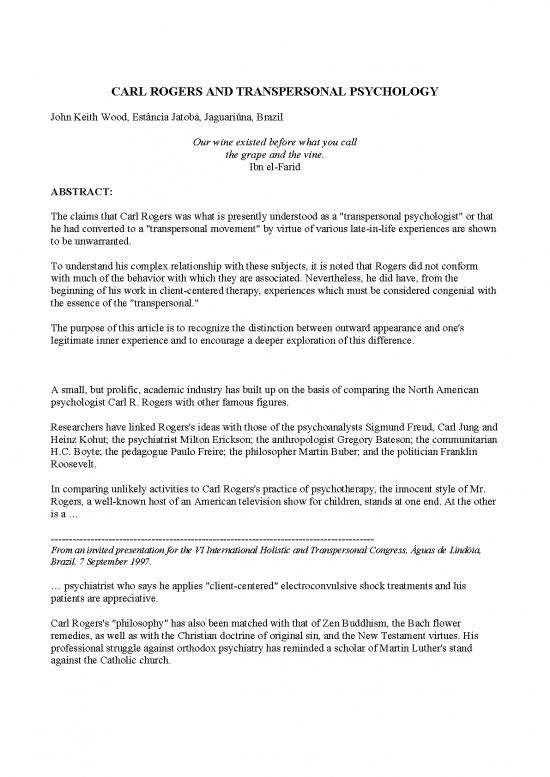 picture1_Carl Rogers Theory Pdf 96075 | Carl Rogers And Transpersonal Psychology John  Wood
