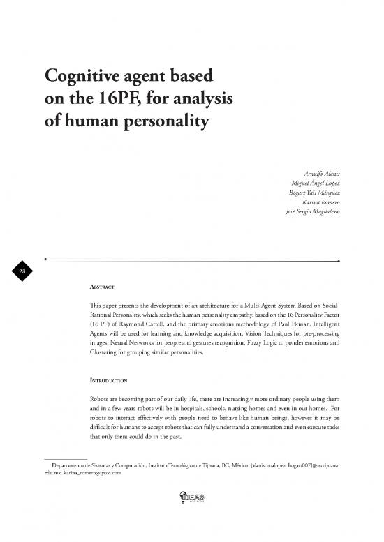 picture Personality Pdf 96642 | Cognitive Agent Based On The 16pf, For Analysis Of Human Personality