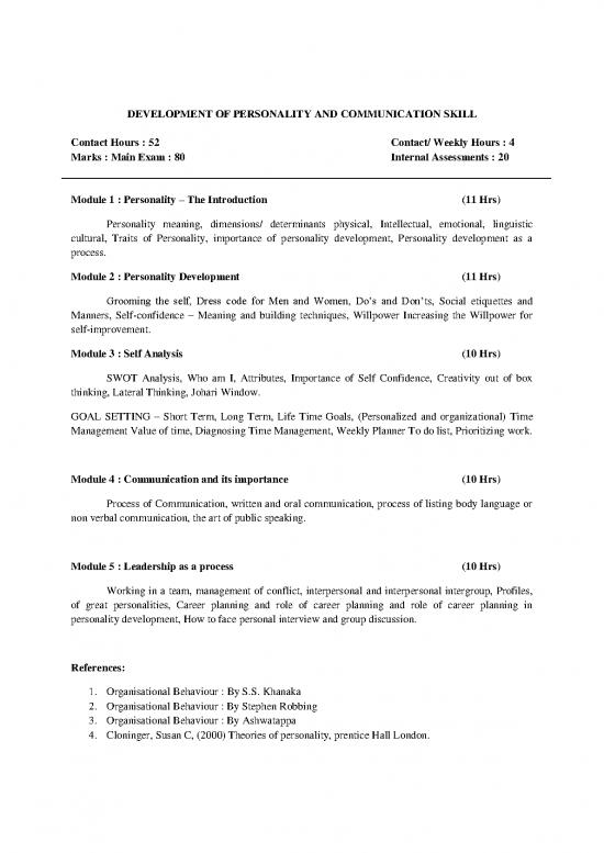 picture1_Personality Pdf 96558 | Development Of Personality & Communication Skills  3rd Semester (compulsory Paper) Syllabus 2018 19 Onwards