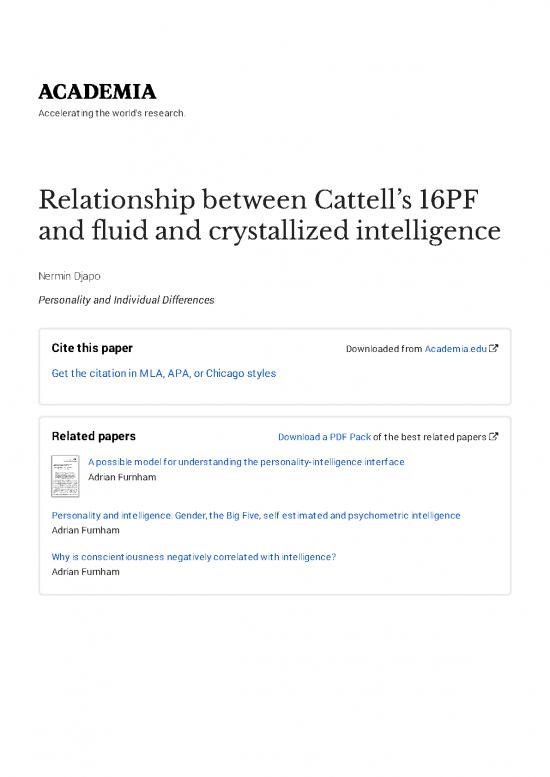 picture Personality Pdf 96865 | Djapoetal Cattells 16pf And Fluid And Crystallized Intelligence