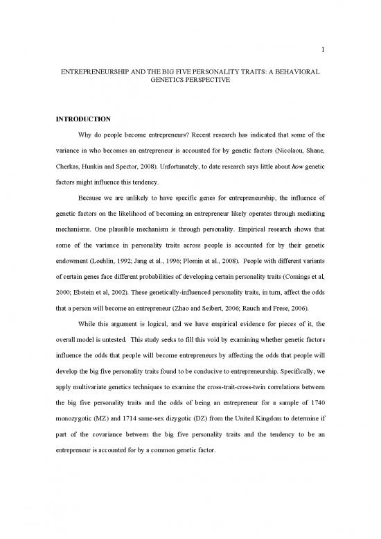 picture Personality Pdf 95907 | Entrepreneurship And The Big Five Personality Traits