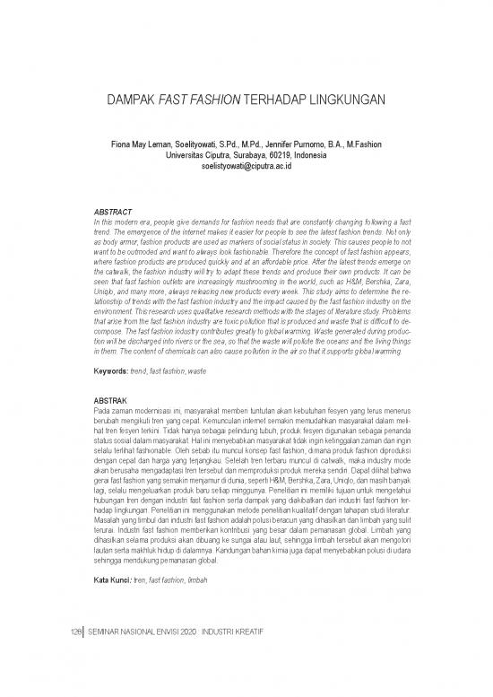 picture Fashion Pdf 95750 | Envisifpd 2020 P128 Fiona May Leman, Soelistyowati, Jennifer Purnomo Dampak Fast Fashion Terhadap Lingkungan