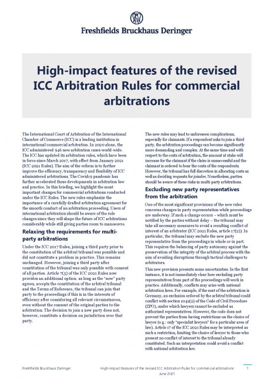 picture Icc Rules 2021 Pdf 95203 | Freshfields Client Briefing High Impact Features Of The Revised Icc Arbitration Rules For Commercial Arbitrations June 2021