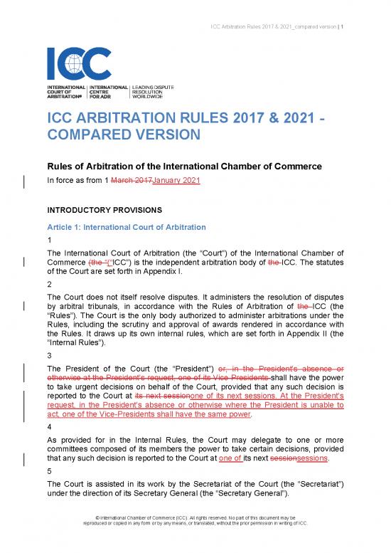 picture1_Icc Rules 2021 Pdf 94928 | Icc 2021 2017 Arbitration Rules Compared Version