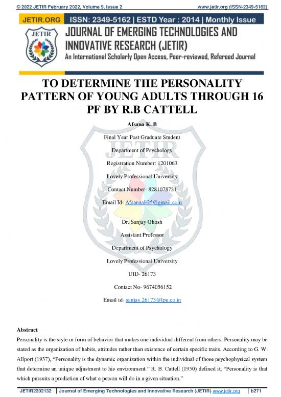 picture Personality Pdf 97079 | Jetir2202132
