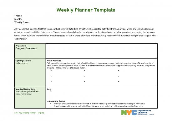 picture Let's Play   Sample Weekly Planner