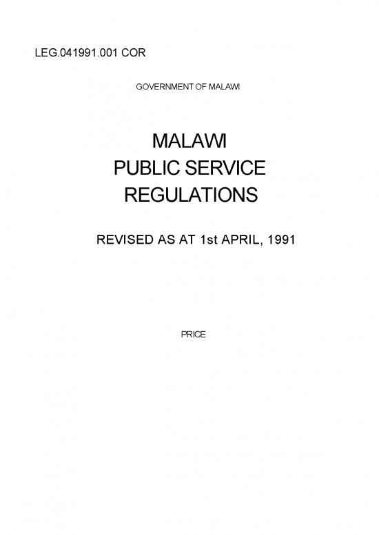 picture Public Service Regulations Pdf 95058 | Malawi Public Service Regulations 1991 1
