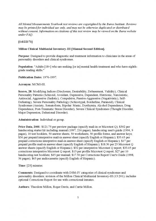 picture Personality Pdf 96945 | Mcmi Iii Tra Diagnosi Di Personalita E Novita