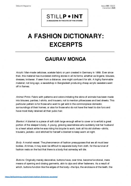 picture Fashion Pdf 95608 | Monga Gaurav A Fashion Dictionary Excerpts 1