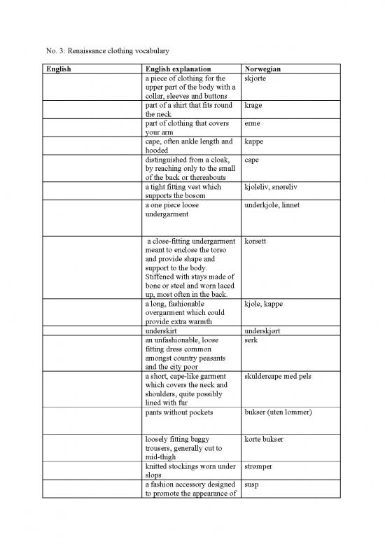 picture Norwegian Vocabulary Pdf 95666 | No3 Renaissance Clothing Vocabulary Norwegian