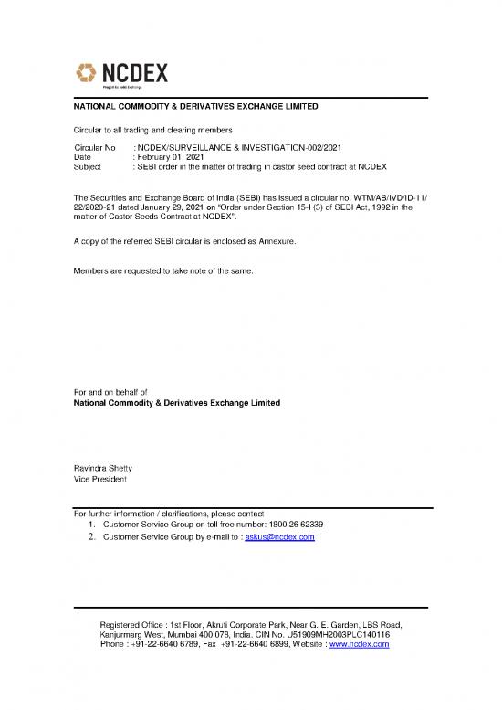 picture_Sebi Act Pdf 94987 | Order Under Section 15 I (3) Of Sebi Act, 1992 In The Matter Of Castor Seeds Contract At Ncdex 1612183523