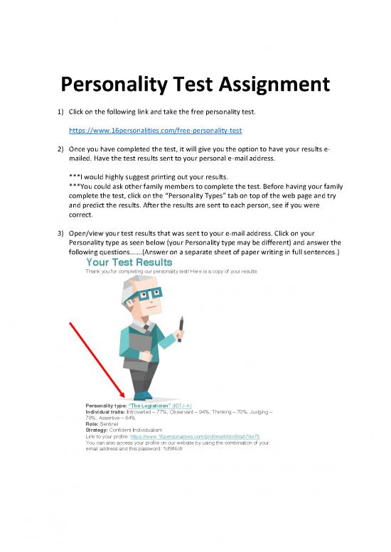 assignment on personality test