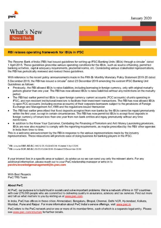 picture_Pwc News Flash 14 January 2020 Rbi Relaxes Operating Framework For Ibus In Ifsc