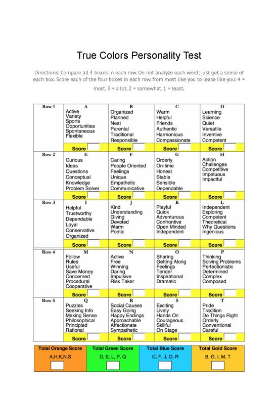 picture Personality Pdf 96992 | True Color