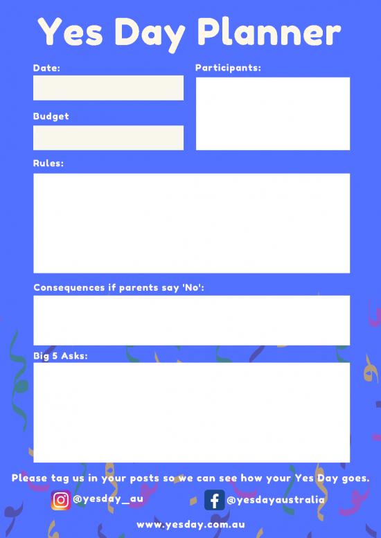 picture Day Planner Pdf 94810 | Yes Day Planner