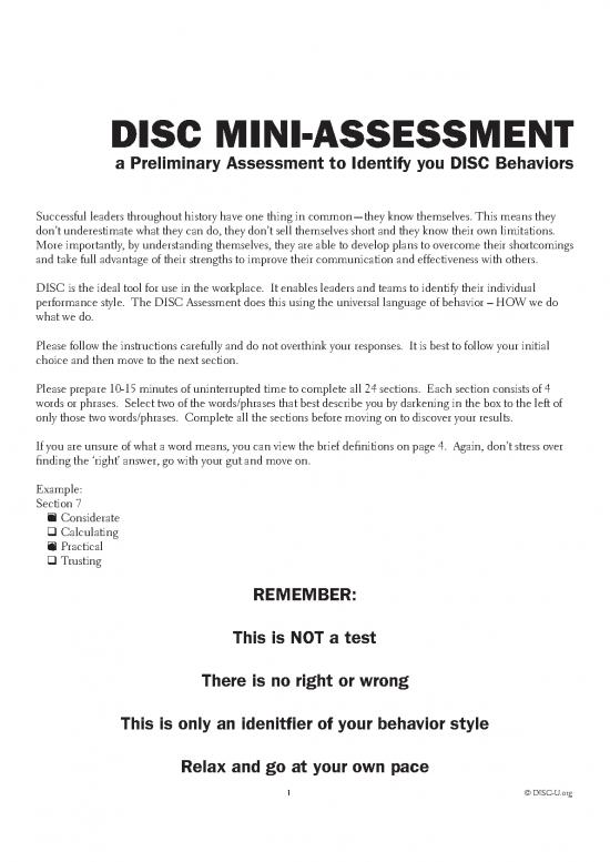 Disc Assessment Pdf 97104 Bb009 Disc Mini Assessment