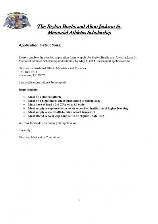 picture Scholarship Application Letter Sample Pdf 10245 | The Brylon Bradic And Alton Jackson Smemorial Athletes Scholarship | Beasiswa 2022