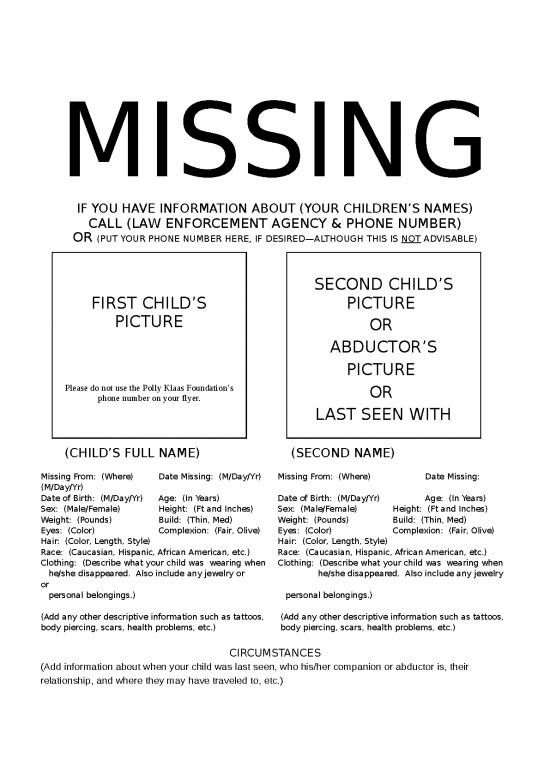 Missing Template 2 | Flyer Template Word