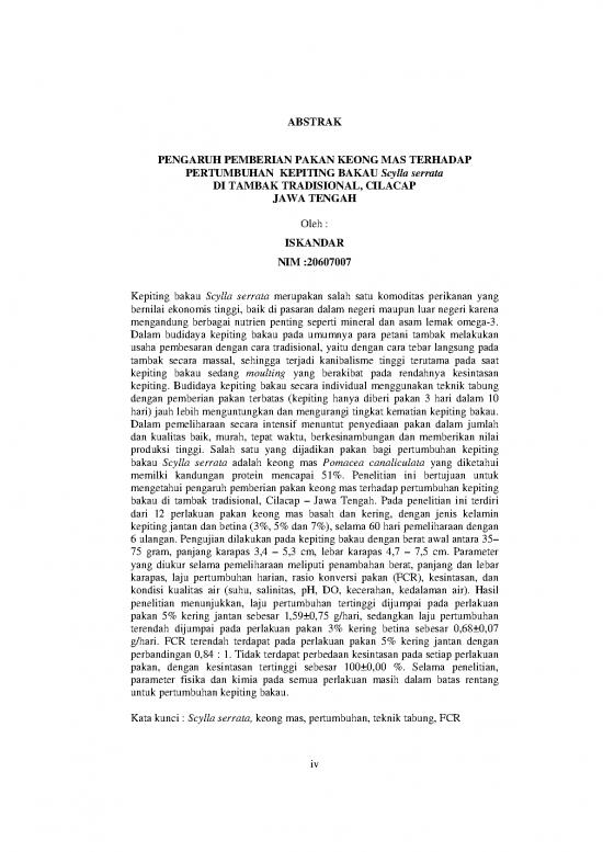 picture_Presentasi Usaha 8984 | 2009 S2 Iskandar Pengaruh Pemberian Pakan Keong Mas       Terhadap Pertumbuhan  Kepiting Bakau Scylla Serrata | Perikanan Dan Kelautan