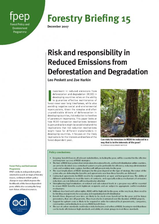 picture The Environment Pdf 9063 | 2007 Risk And Responsibility In Reduced Emissions From Deforestation And Degradation | Kehutanan